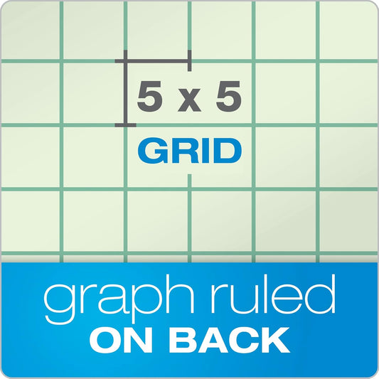 TOPS Engineering Notebooks, Graph Notebooks, 3 Pk Quad Ruled Pad, 8-1/2" x 11", Glue Top, 5 x 5 Graph Rule on Back, Green Tint Paper, 3-Hole Punched, 100 Sheets per Pad (35507A)