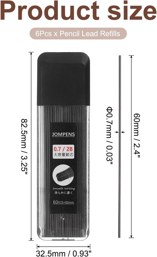 PATIKIL 2160Pcs 0.7 mm Pencil Lead Refills, 360 Dispensers Mechanical Pencil Refills, Medium Thickness Break Resistant Graphite for Writing, Black