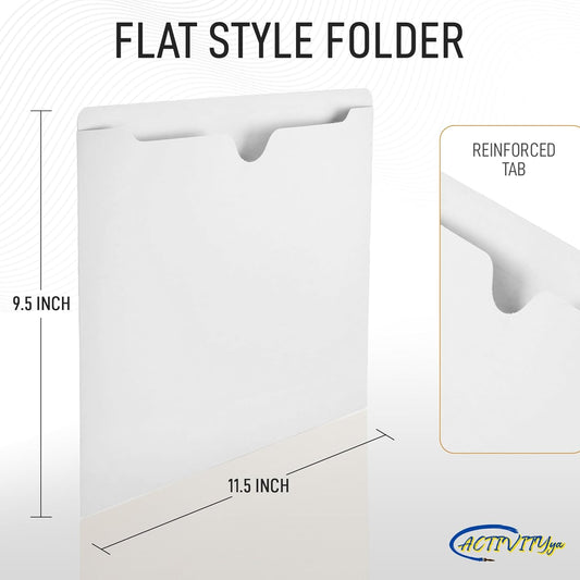 White File Jackets, Flat-No Expansion, Letter Size, Reinforced Straight-Cut Tab, 10 Pack