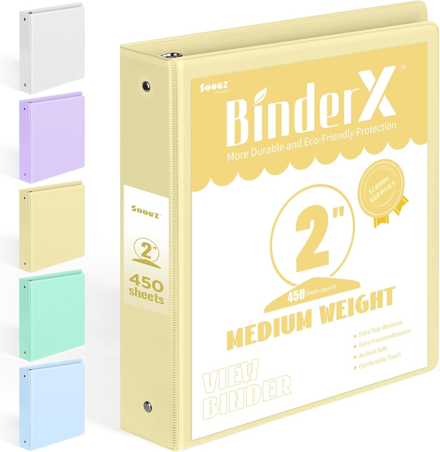 BinderX Extra Durable 3 Ring Binder, Round Rings 1 Inch Binder, Fits 175 Sheets of 8.5x11 Paper, Customizable View Cover with Inside Pockets, Cute 1" Binders, 1 Inch Binders 3 Ring, Pink