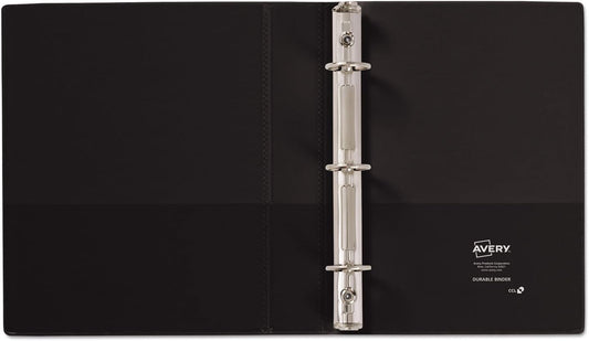Mini Size Durable View Binder with Round Rings, 3 Rings, 1" Capacity, 8.5 x 5.5, Black