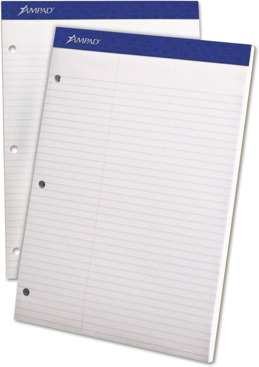 Ampad 20345 Double Sheets Pad, Law Rule, 8 1/2 x 11 3/4, White, 100 Sheets