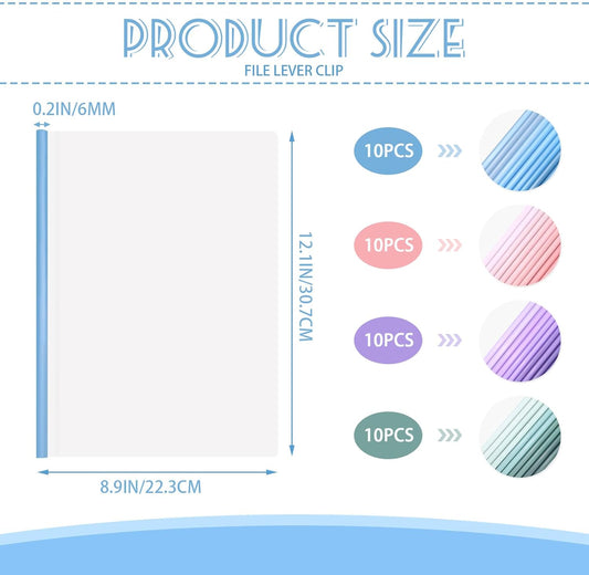 40 Pack Clear Report Covers with Sliding Bar, Presentation Folders for A4 and Letter Size Paper, Resume Portfolio Folder File Document Binder, 50 Sheet Capacity, Gradient Colors