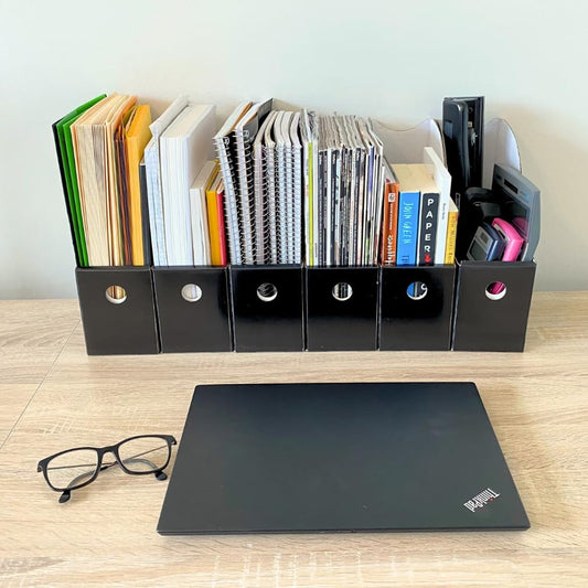 Evelots Magazine File Holder - Set of 24 Multi Color - Office Desk Organizer - Sturdy Cardboard - New Upgraded Double Front Panel for More Stability - Full 4 Inch Wide - Easy Assemble