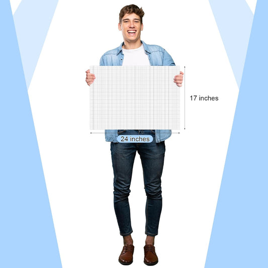 Fuyoooo 25 Sheet Graph Paper Pad 24" x 36" Large Graph 1" and 1/4" Ruled Grid Paper for Engineer Architect Designer Mathematician Draftsmen Sketch House Commercial Building Plan Drafting(White)