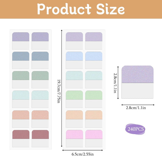 240 Pcs Sticky Index Tabs Colored Book Page Markers Tabs Blank Monthly Tab Self Adhesive Notes Flags for Notebooks File Classification, 1 Inch