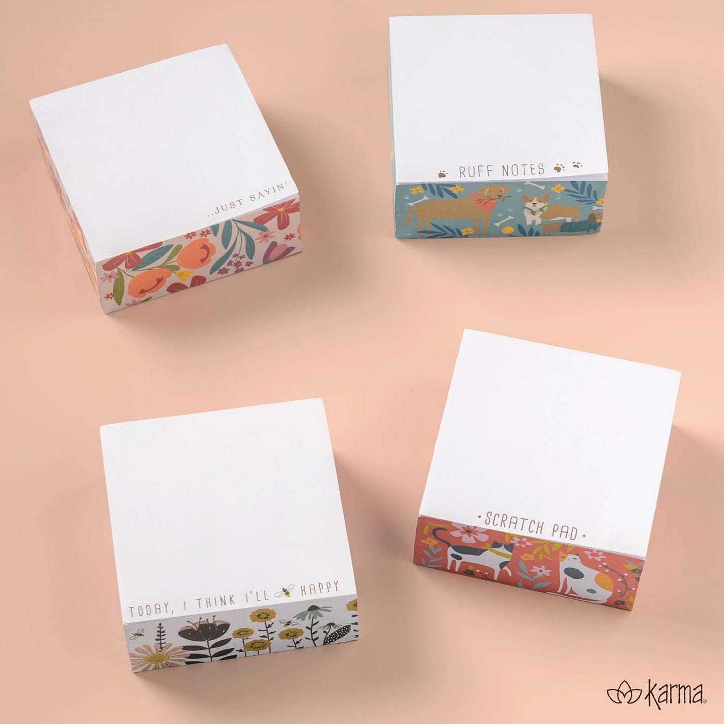 Karma, Block Notepad, 500 Sheet Memo Paper Cube, Non-Sticky Memo Pad Cube for Office, and Home, Mushrooms