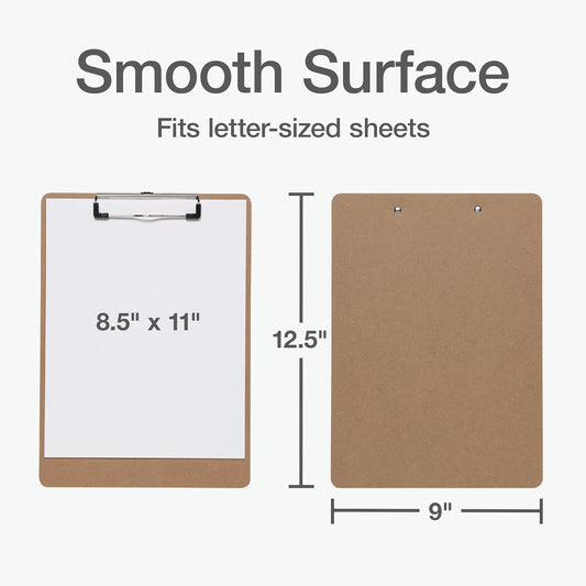Oxford Brown Clipboards, Metal Clip with Plastic Corners, Writing Surface with Hanging Loop, Brown, 12.5" x 9", 6 Pack (25401)
