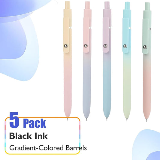 Vanhench 7Pcs 0.5 mm Black Ink Gel Pens Fine Point Smooth Writing Quick Dry Pen for Nurses Teacher Journaling Note Office Desk School Gift, Nice Cute Multifunction Writing Pens with Fidget Stress Ball