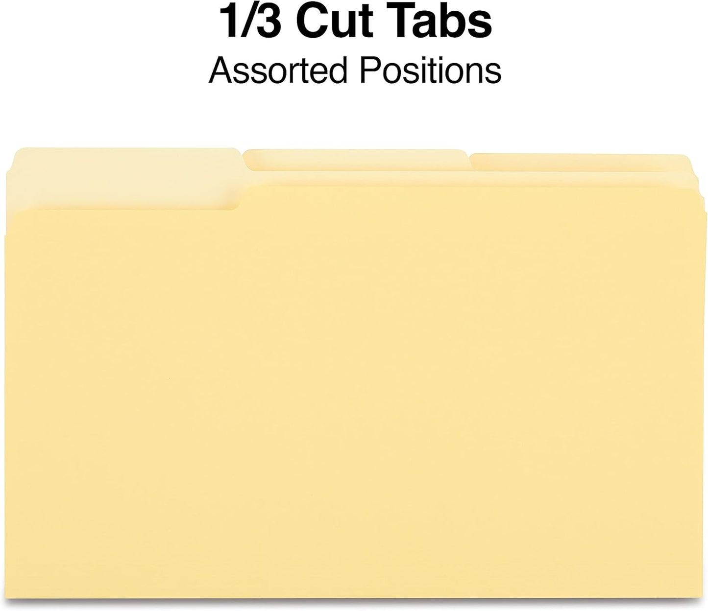Staples Recycled File Folders, Legal Size, 1/3‑Cut Tabs, Manila, 30% Recycled Paper Stock, 100/Box