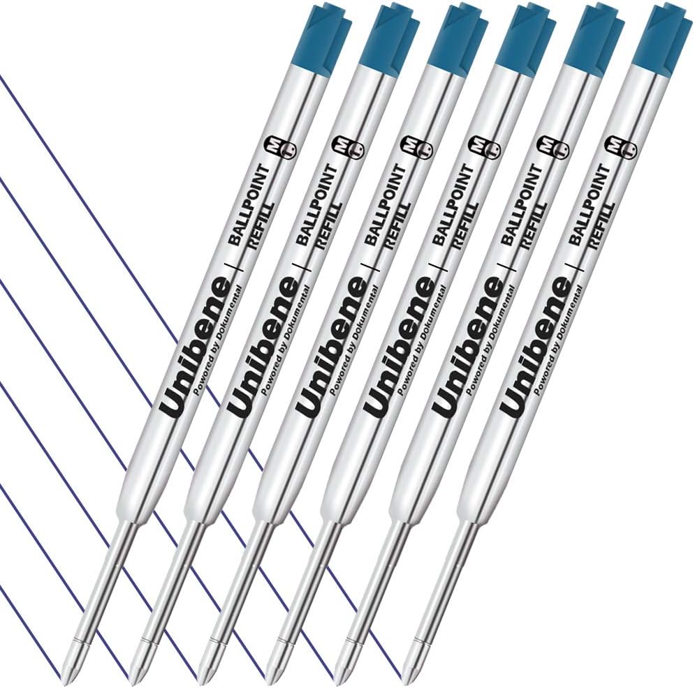 Unibene Parker Compatible Ballpoint Refills 12 Pack,1.0mm Medium Point-Black, Smooth Writing Replaceable German Ink Tactical Pen Refills for Parker Ballpoint/UZI Pen