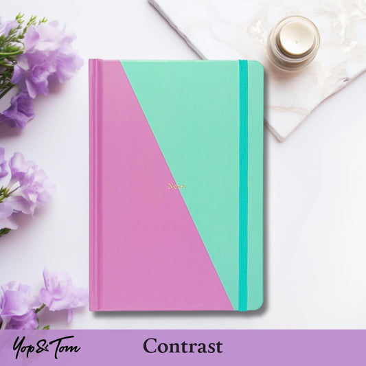 Yop & Tom Contrast Lined Journal - A5 Notebook with Thick 100 GSM Paper and Lay-Flat Binding - Lilac & Mint