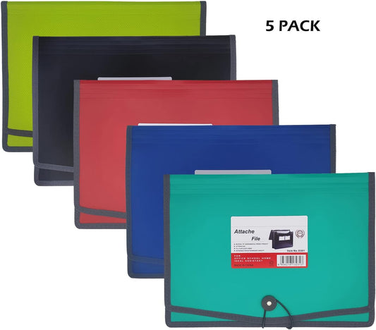 Premium Quality Plastic Expanding File Folder Document Organizer, 3.5" Expansion, A4 Letter Size for Home School Office Organization, 3 Pack (RED/Blue/Black)