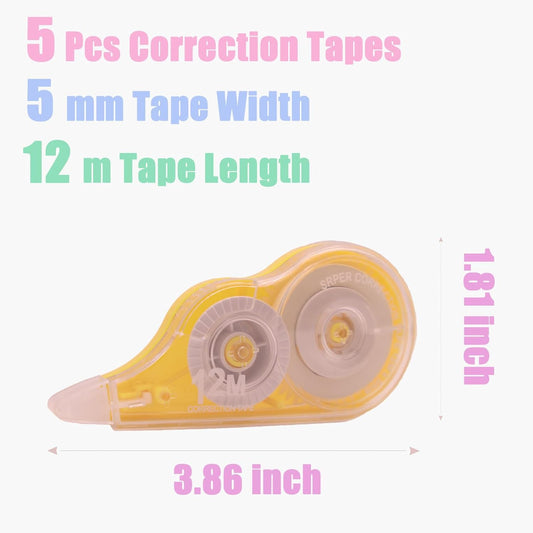 16 Pcs 39.4 Ft Colorful Correction Tape, White Wrong Out Tape Roller Bulk for Noting, Teacher Supplies, School, Office and Home (4 Colors)
