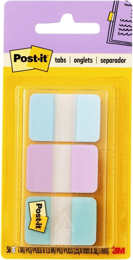Post-itยฎ Pastel Color Tabs, Gradient Blue, Pink, Clear, 36 Tabs/Pack