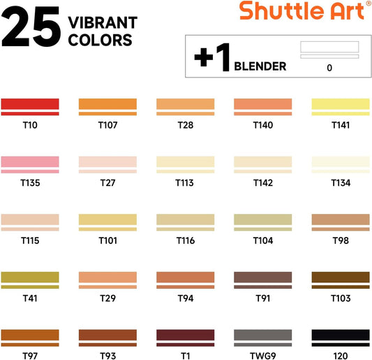 Shuttle Art 30 Colors Dual Tip Art Markers Permanent Marker Pens Highlighters Perfect for Illustration Adult Coloring Sketching and Card Making