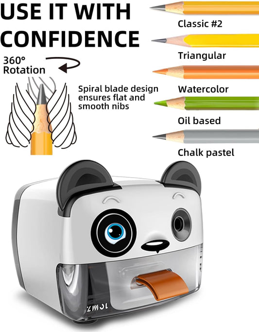 ZMOL Heavy Duty Electric Pencil Sharpener for Classroom,Cute Pencil Sharpener Plug in for Kids,Auto-Stop Pencil Sharpeners Plug in for No.2 / Colored Pencil