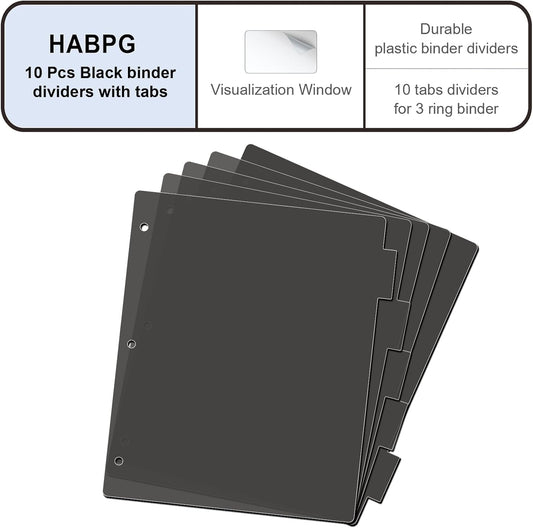 habgp 16Pcs/2 Set Binder Dividers with Tabs, 8 Color Tab for 3 Ring Binder Dividers, Page Folder Dividers for 3 Ring Binder Sheet Paper Protectors, Plastic Tabbed File Dividers with Tabs S099