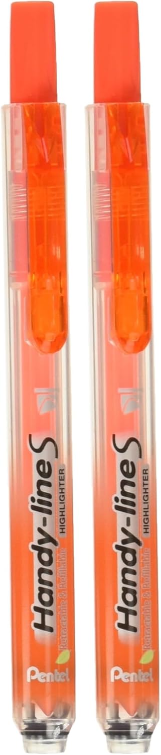 Pentel Handy-Line S Retractable and Refillable Highlighter, Chisel Tip, Orange Ink, Box of 12 (SXS15-F)