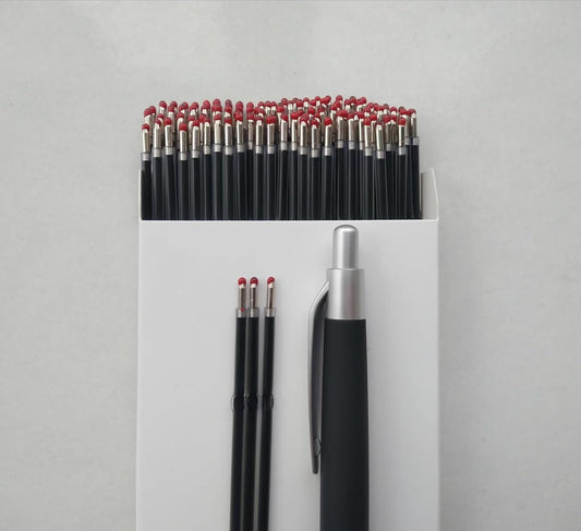 100 Pack 0.7 Ball Pen Refills,Retractable Ball Point Pen Refill,Black Ball Point Pen Refills, 4.2 inch/107mm,Send 1 Extra Ballpoint Pen,Smooth Writing