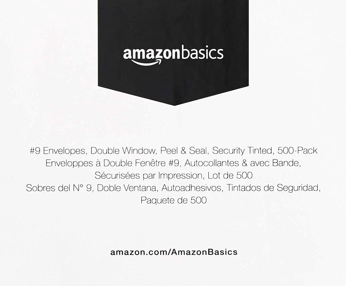 Amazon Basics #9 Security Tinted Double Window Envelopes for Invoices and Documents, Self-Seal, 3-7/8" x 8-7/8", White, 500-Pack