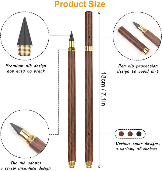 HOTUT Inkless Pencil - 4pcs Everlasting Wooden Infinity Pencil, Wood-Cased Graphite Reusable for Writing Drawing, Students Home Office School Supplies