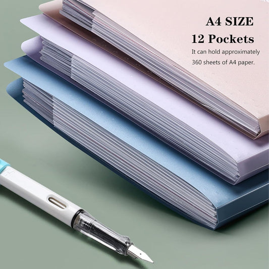 Expanding File Folder Organizer with 12 Pockets, 3 Pack Waterproof Accordion Document Holder for Office Paperwork, A4 Letter Size Expandable Portfolio for Bills, Receipts & Tax Records