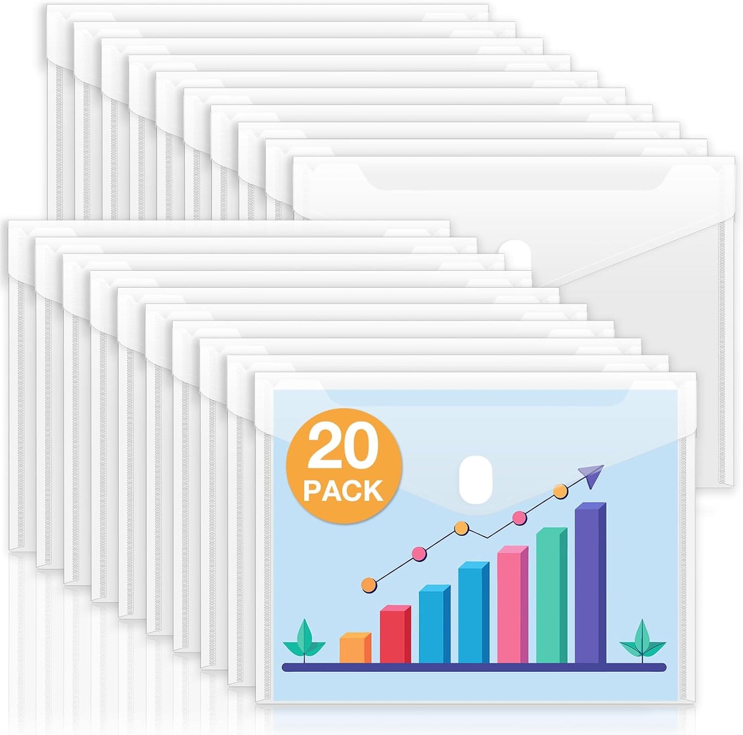 Sooez 6 Pack Plastic Envelopes File Folders, Rainforced Clear Folder Important Document Organizer, A4 Letter Size Bill Receipt Paper Holder Organizer Folder with Closure for School Office