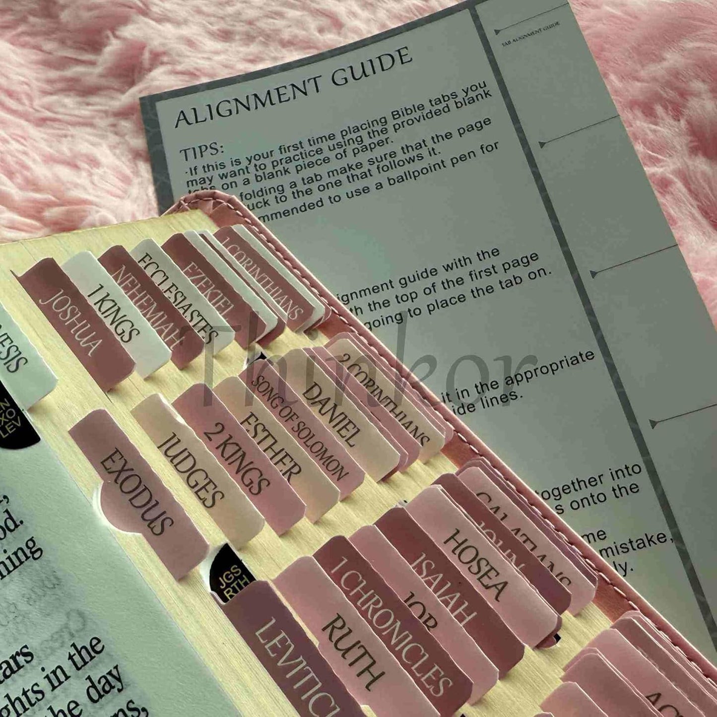 Thinkor- Repositionable Bible Tabs, 66 Pink Theme Laminated Tabs for Women, Thinkor for Study Bible