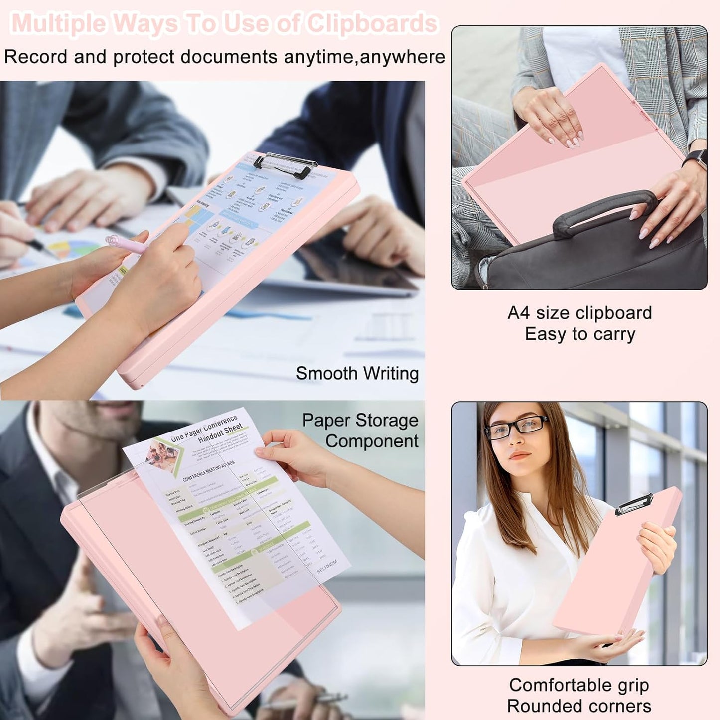 SFLHHDM Clipboard with Storage,Heavy Duty Clip Boards 8.5x11 with 2 Storage Case,Clear Visible Panel Storage Clipboards,Side Opening Nursing Clipboard Folder for Office Supplies-Light Purple