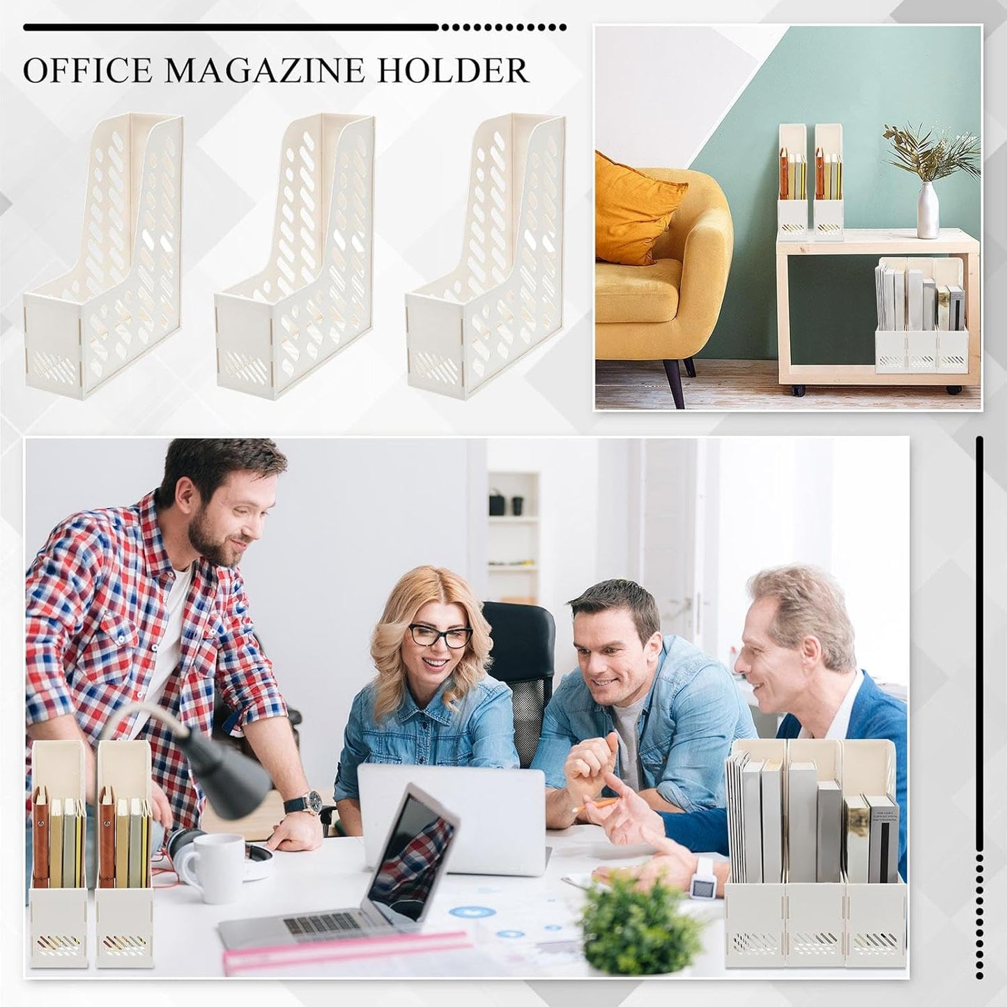 Glenmal 6 Pcs Plastic Magazine File Holder Collapsible Vertical Magazine Rack Holder Desk Folder Organizers Binder for Home Office School Desktops Aesthetic Storage Accessories(Black)