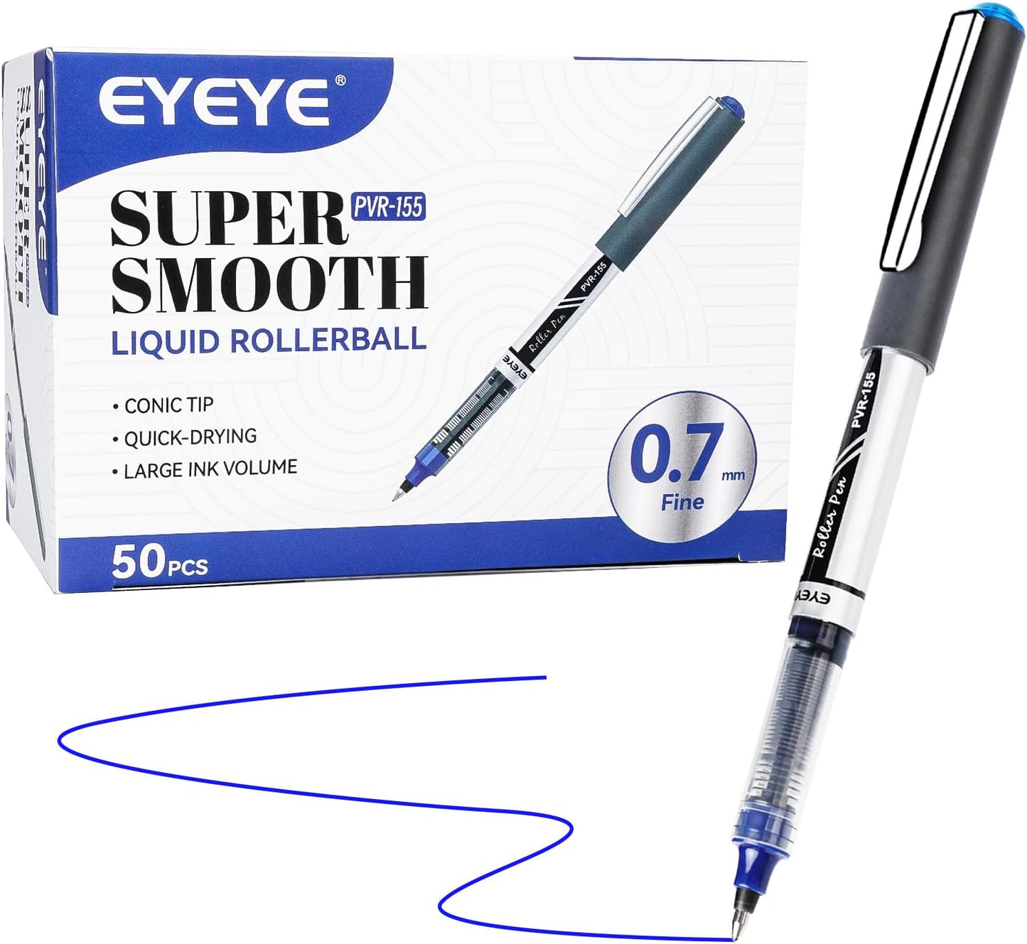 EYEYE 0.7mm Black Roller Ball Pens 25 Pack, Medium Point Rollerball Pen Quick Dry, Liquid Ink Pens Fine Point Smooth Writing Pens for Journaling, Note Taking, Office and School Supplies