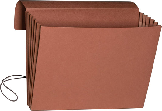 Smead Expanding File Wallet, Flap and Cord Closure, 5-1/4" Expansion, Extra Wide Letter Size, Redrope, 10 per Box (71186)