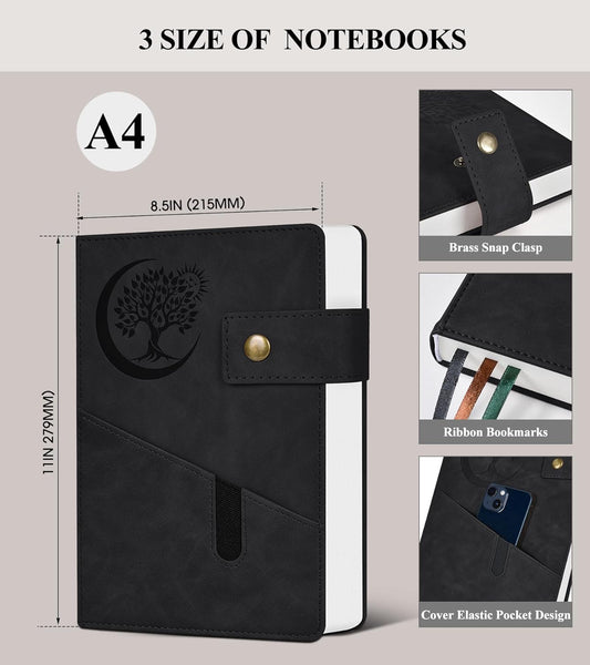 PAIBAS A5 Leather Journal Notebook, 365 Pages Thick Hardcover Lined Journal for Men & Women, Medium 5.9" x 8.4" College Ruled Notebooks for Work, School, Travel, Business,Note Taking,Writing Diary