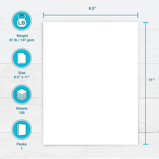 PrintWorks White Cardstock 8.5" x 11" - 67 lb/147 gsm Vellum Bristol - 100 Sheets - Made in the USA - SFI® Certified - 92 Bright - Card Stock Printer Paper for School, Craft, & Office Use (00540)