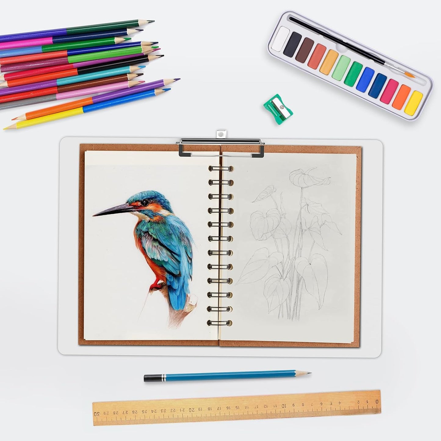 Extra Large 11x17 Clipboards, Plastic Black Drawing Boards, Horizontal Clip Board, Landscape Layout. Suitable for Watercolor, Sketching, Painting. Art & Drafting Supply