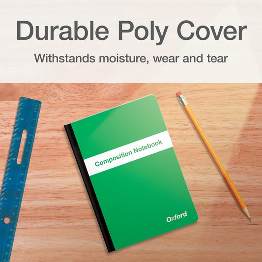 Oxford Poly Composition Small Notebooks, 4 Pack, Cover Colors Vary, Durable, Water-Resistant Poly, College Ruled Paper, 5 x 7 Inch School Journals, Assorted Color Covers, 80 Sheets per Book (64933)