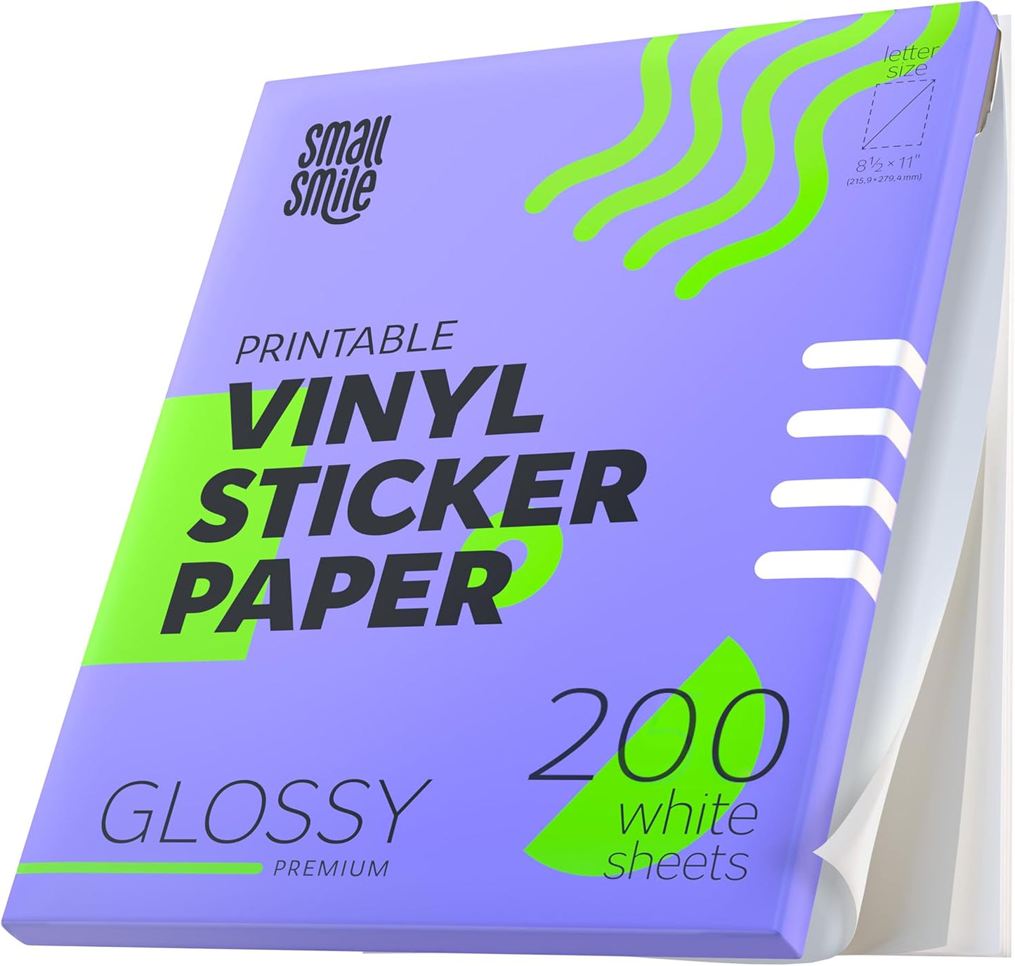 Premium Printable Vinyl Sticker Paper for Inkjet Printer and Laser - 20 White Matte Sticker Paper Waterproof - Durability Adhesive Paper 8.5 x 11, Fast Dry, Holds Ink Well, Great for Cutting Machines