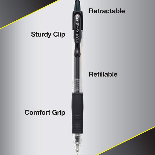 PILOT G2 Premium Refillable and Retractable Rolling Ball Gel Pens, Extra Fine Point, Assorted Color Inks, 5-Pack (31300)