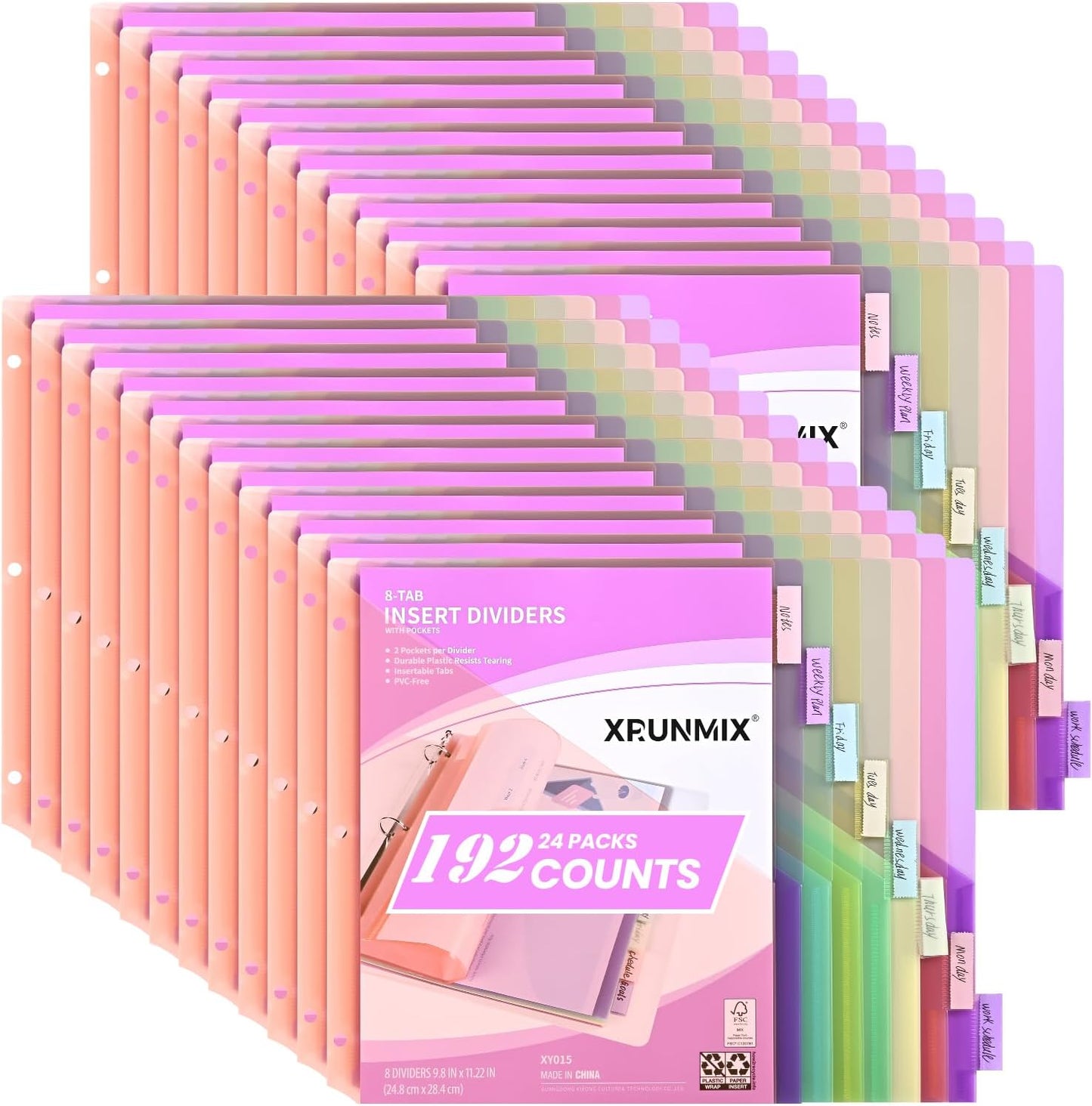 8-Tab Binder Dividers, Index Pockets for 3 Ring Binders, 8 Pastel Colors, US Letter Size (1)