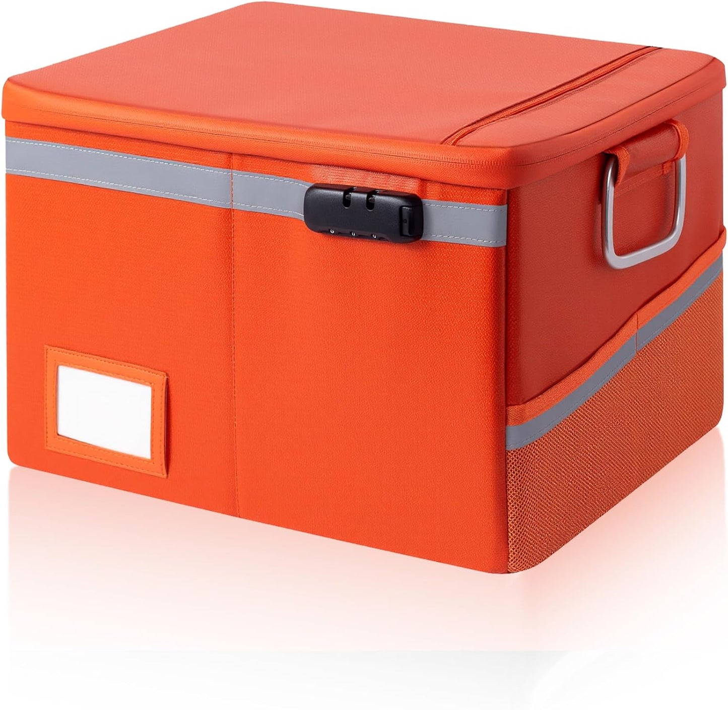 Fireproof Waterproof Document Box with Lock Collapsible Portable File Organizer Hard Shell Storage for Hanging Letter Legal Folders Home Office Safe Black 15.7x11.2x10.2in