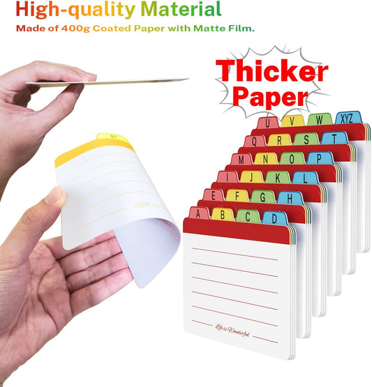 Neando 3 x 5 inches Index Card Dividers, Alphabetical Tabbed Index Cards Guides, Colored Note Cards, File and Recipe Guides with Alphabetical Tabs, Assorted Colors, 24 Counts, A-Z Guide