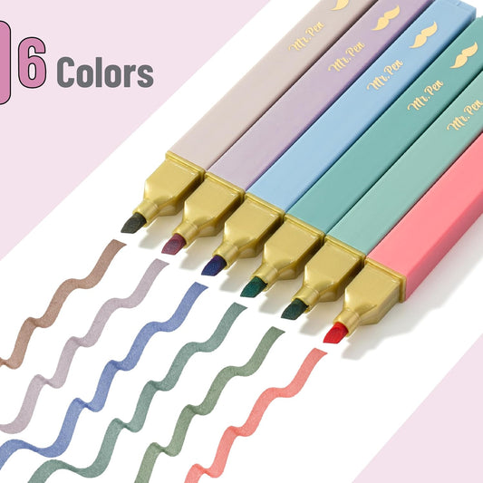 Mr. Pen- Aesthetic Highlighters No Bleed, 6 Pack, Assorted Colors, Chisel Tip, Cute Highlighters Assorted Colors for Journaling, Highlighting, Underlining, Fast Dry, Back to School Supplies