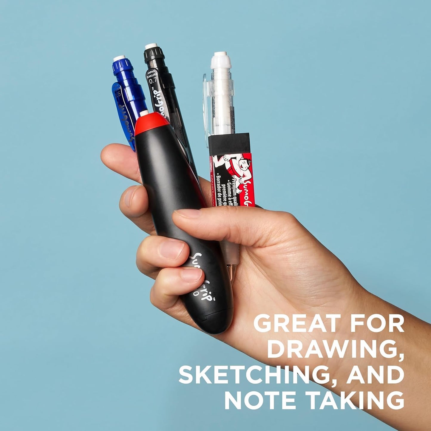 SAKURA SumoGrip Pencil with Comfort Grip - 0.9 mm Ergonomic Mechanical Pencil - Clear - 3 Pack