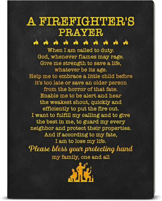 Inspirational Firefighter Notebook Journal Firefighter's Prayer Journal Christian Gifts for Firefighters Captains Fire Commissioners, Graduation Gifts Writing Notebook