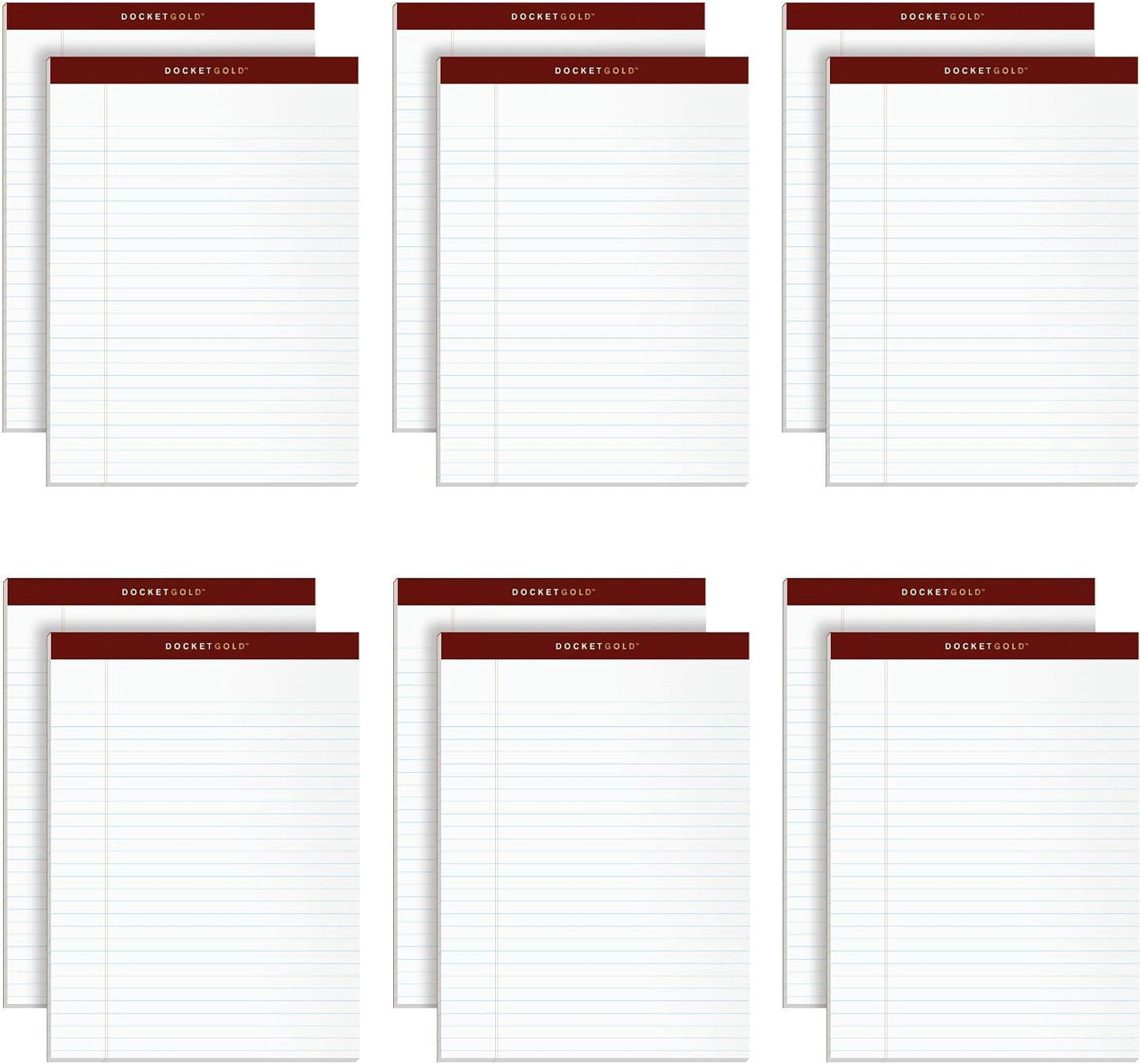 TOPS Legal Pads, 12 Pack, Premium Docket Gold Note Pad Bulk Pack, 50 Legal Ruled 8.5 x 11 Sheets, Thick White Paper with Extra Hard Back, Proudly Made in the USA