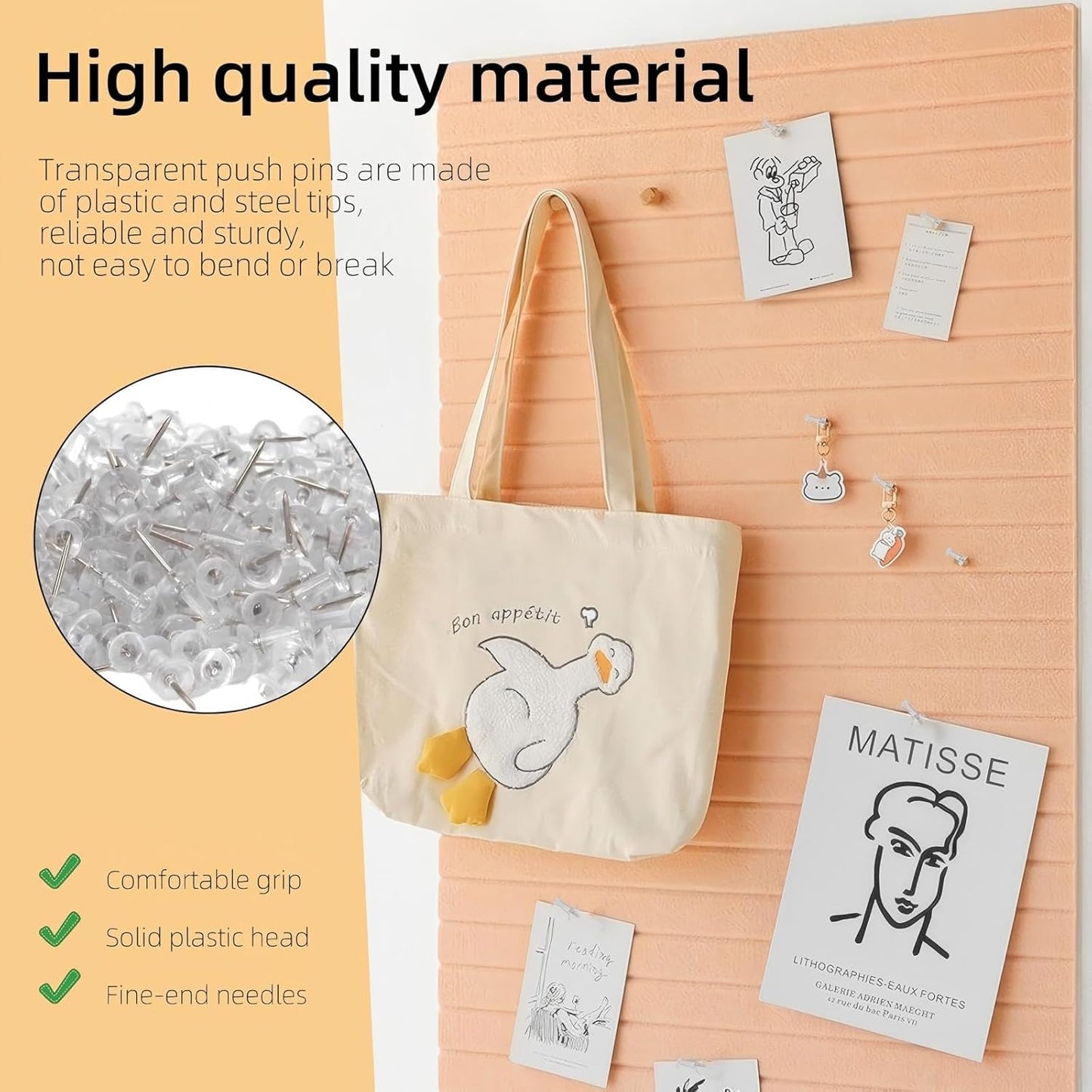 120-Pack Push Pins for Bulletin Board, Thumb Tacks with Clear Plastic Tip and Steel Tip, Portable and Durable Wall Tacks Suitable for Cork Board, Office and Daily Life