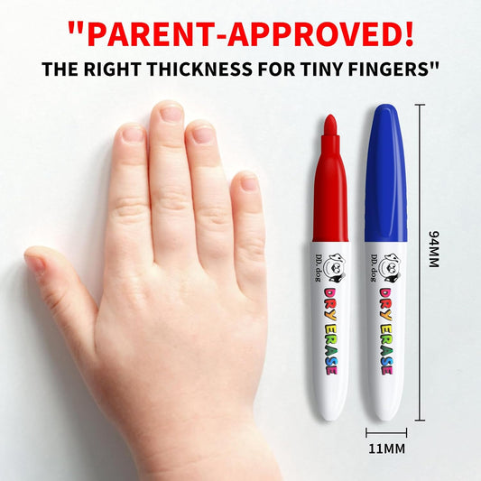 Mini Dry Erase Markers for Kids, Small 12 Colored Non-Toxic Fine Tip White board Markers, Low-Odor Whiteboard Markers Set for Classroom, Home & School Art Supplies (12 Pack)
