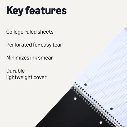 Amazon Basics 4x4 Graph Ruled Spiral Notebook, Poly Cover, 100 Sheets, 9" x 11", Coral, 3 pack