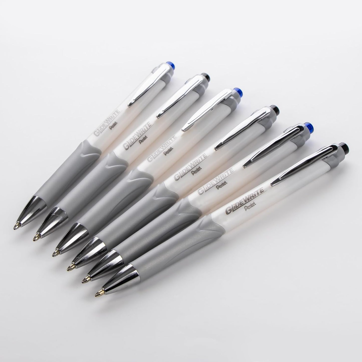 Pentel Glidewrite Signature Ballpoint Pen, (1.0mm) Medium, White Barrel, Blue Ink, Pack of 3 (BX930WBP3C)
